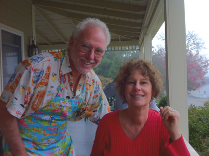 Mike, our gracious host at the Five Gables B&B in Boothbay Harbor Maine, with Carol