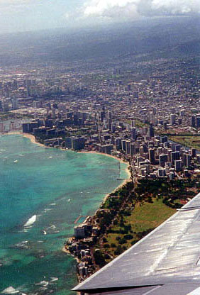 View of Waikiki from the plane on our way home